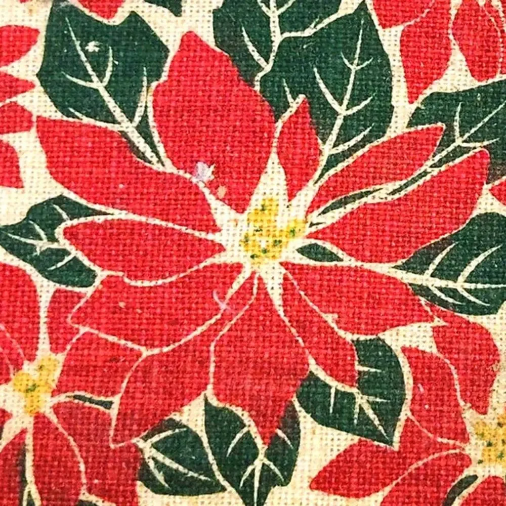 VTG Rustic Fabric Sachet Hot Pad Coaster Plaid & Poinsettia 2‑Sided